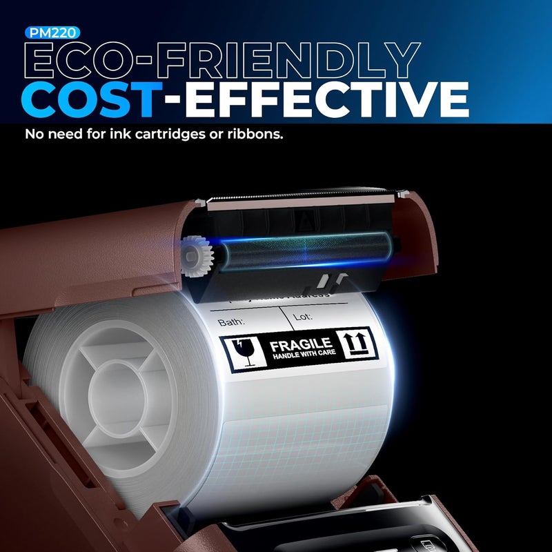 Nelko Label Maker Machine with Tape, PM220 Bluetooth Label Printer, 2 Inch Portable Thermal Printer for Small Business, Address, Logo, Clothing, Sticker Printer for Phones & PC, 1 Count, Maroon - Image 3